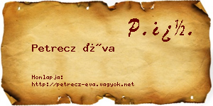 Petrecz Éva névjegykártya